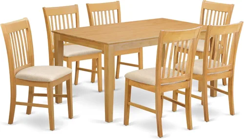 Miniatura 8 de East West Furniture CANO5-OAK-C - Juego de mesa de comedor moderno de 5 piezas, incluye una mesa rectangular de madera y 4 sillas tapizadas de tela