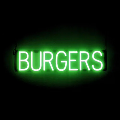Miniatura 14 de SpellBrite HAMBURGERS Letrero para restaurantes Letreros relacionados con el comedor con aspecto de neón, luz LED roja 40.0 x 6.3 pulgadas Rojo