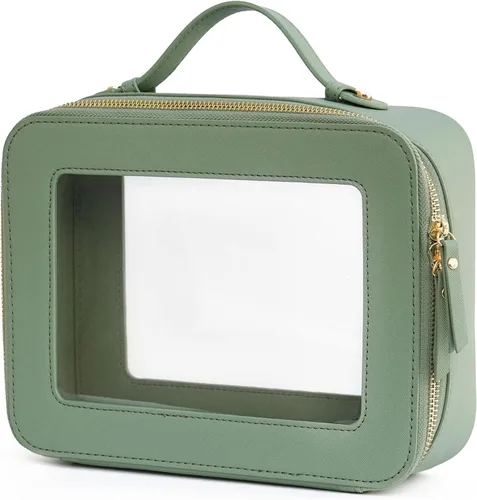 Miniatura 22 de Bolsa de maquillaje transparente Popvibe, estuche de cosméticos de viaje con cremallera, bolsa de aseo transparente con cremallera, organizador Malva