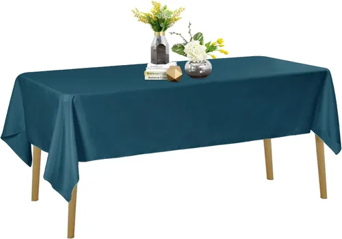 Miniatura 92 de Mantel de poliéster lavable de 90 pulgadas, resistente a las manchas y a las arrugas, mantel decorativo para mesa de comedor, fiestas de bufé y Negro