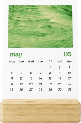 Miniatura 5 de Calendario de escritorio pequeño 2026 con tema floral, base de madera, oscuro