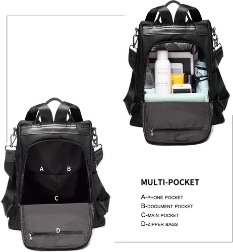 Miniatura 4 de Mochila impermeable liviana de nailon antirrobo para mujer, L