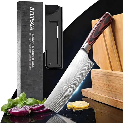 Miniatura 10 de Cuchillo de chef de 8 pulgadas, cuchillo de cocina de acero inoxidable de alto carbono, cuchillo de cocina multiusos para picar carne y verduras