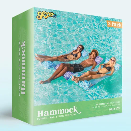 Miniatura 8 de Sloosh Paquete de 3 hamacas inflables para piscina, hamacas de agua, accesorios multiusos para piscina (silla, silla, hamaca, flotador)