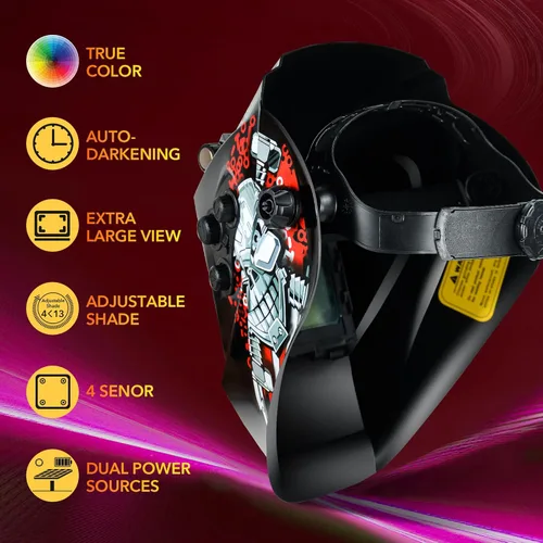 Miniatura 2 de TRQWH Welding Helmet Auto Darkening Large Viewing True Color Solar Powered Welding Mask with 4 Arc Sensor Adjustable Wide Shade Range 4~5-8/9-13
