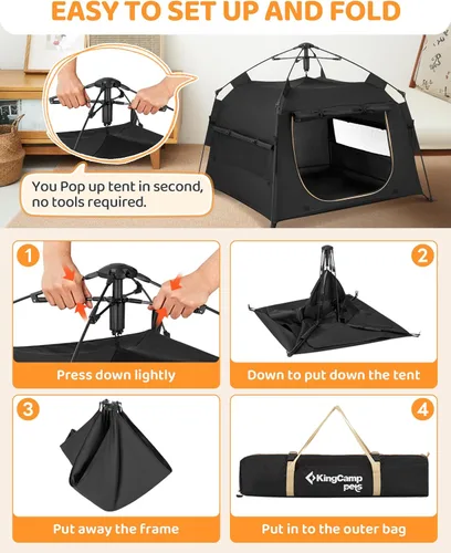 Miniatura 3 de KingCamp Tienda de campaña para perros, gran casa portátil para perros para interiores y exteriores con tela Oxford 600D y doble capa para perros