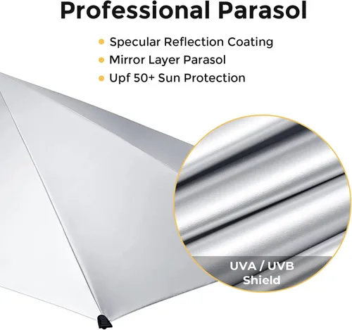 Miniatura 6 de G4Free Sombrilla de silla de altura ajustable UPF 50+ con abrazadera universal para silla de playa, carrito de golf, silla de ruedas, cochecito