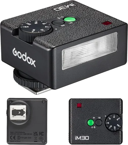 Godox iM30 Mini Flash Cámara Flash GN 15 7 Niveles de Potencia Mini Flash Manual para Fuji, para Canon, para Nikon, para Sony, para Cámara Olympus