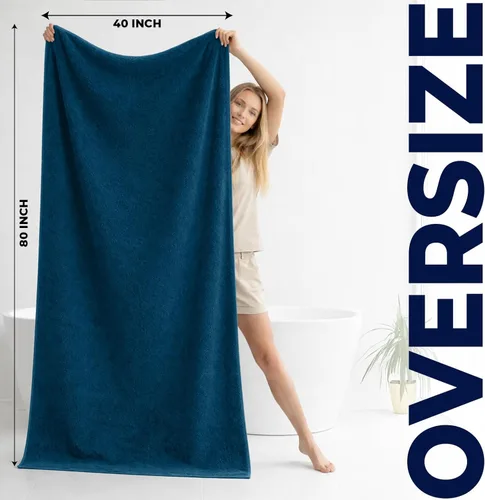 Miniatura 79 de DAN RIVER Paquete de 2 sábanas de baño de 35x70 pulgadas, sábanas de baño jumbo acanaladas para adultos, toallas grandes gruesas y absorbentes