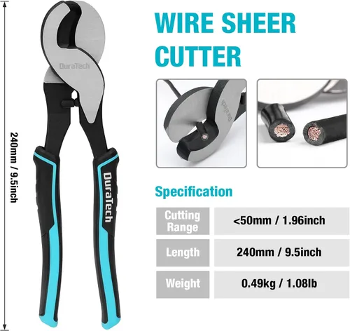 Miniatura 4 de DURATECH Herramienta de prensado de cables de batería con cortador de alambre, herramientas de crimpadora de cables AWG 10 8 6 4 2 1/0