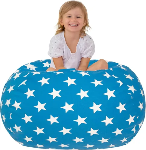 Miniatura 25 de Aubliss Puf de Almacenamiento de Animales de Peluche, Silla Puf de Unicornio, Stuff 'n Sit para Niños, Mediano 32" - Lona Unicornio Azul Azul
