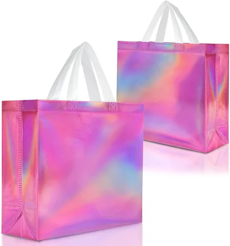 Miniatura 9 de Nush Nush Bolsas de regalo negras y doradas de tamaño mediano, juego de 12 bolsas de regalo reutilizables con asa