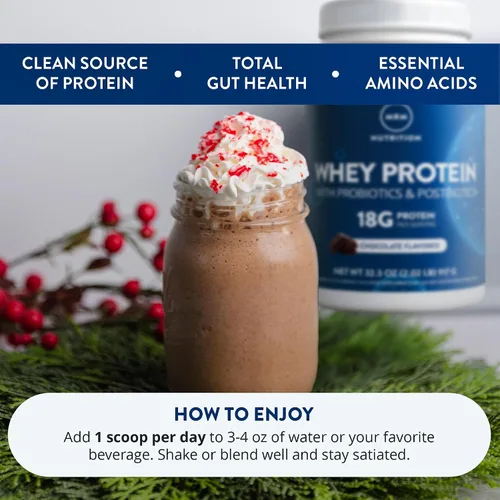 Miniatura 4 de MRM Nutrition Proteína de suero - Sabor chocolate, aislado de proteína de suero microfiltrado y concentrado, 16 cepas probióticas diferentes, BCAA