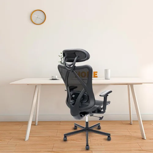 Miniatura 4 de Silla de oficina de malla ergonómica, silla de escritorio de altura ajustable, respaldo alto, silla de oficina de malla con patas de rueda, soporte