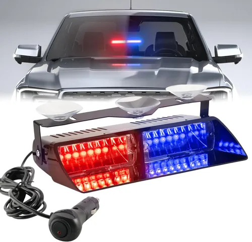 Miniatura 7 de Luz estroboscópica de emergencia LED ámbar/blanca para camiones y vehículos, 16 LEDs 12V, barra de luces de advertencia de seguridad intermitentes