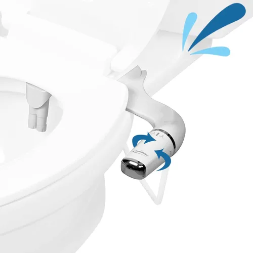 GenieBidet Accesorio de bidé para inodoro – Accesorio higiénico ultrafino para zurdos para inodoros existentes – Accesorio de asiento de inodoro de