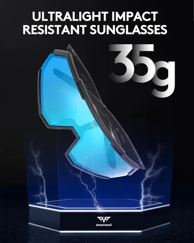 Miniatura 7 de Gafas de sol con protección UV, gafas de sol de ciclismo para hombres y mujeres, resistencia a los impactos Z87.1 para construcción Negro-hielo-azul