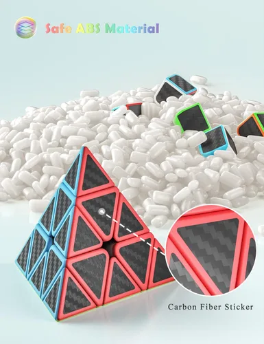 Miniatura 8 de Roxenda Juego de cubos de velocidad, [5 unidades] Paquete de cubos mágicos de 2 x 2, 3 x 3 pulgadas, cubo megaminx y cubo piramidal, colección