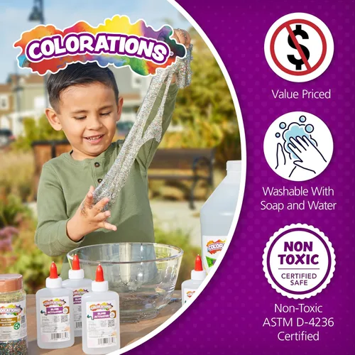 Miniatura 4 de Colorations Pegamento blanco lavable - 1 galón, se seca transparente, ideal para manualidades, escuela, uso en casa y oficina, no tóxico, perfecto