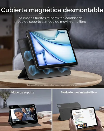 Miniatura 4 de ESR Funda para iPad Air de 11 pulgadas M3/M2 (2025/2024), Funda para iPad Air de 5ª/4ª generación (2022/2020) de 10.9 pulgadas con soporte para Negro