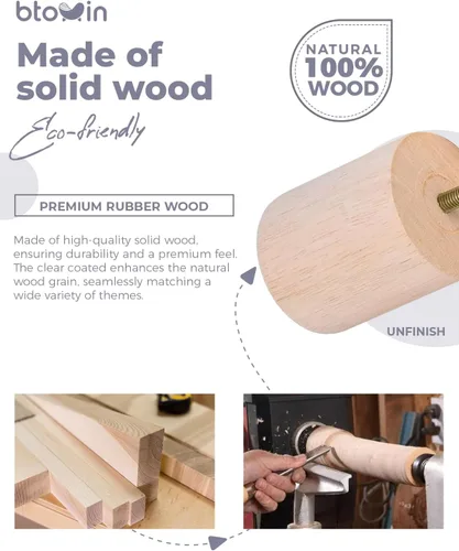 Miniatura 3 de Patas para muebles de madera maciza, 4 patas redondas modernas de moño, patas de sofá con pernos roscados de 5/16 pulgadas, placa de montaje