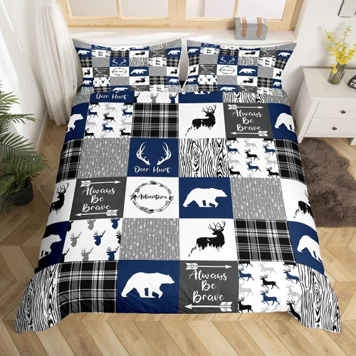 Miniatura 17 de Funda de edredón de ciervos de alce, juego de ropa de cama de animales del bosque, decoración rústica de granja, funda de edredón individual