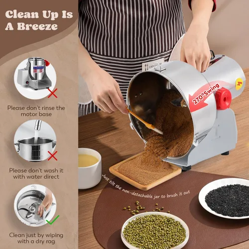 Miniatura 6 de Moongiantgo Molino de grano digital LED de 88.18 oz, molinillo eléctrico de especias – Pulverizador de acero inoxidable de alta velocidad