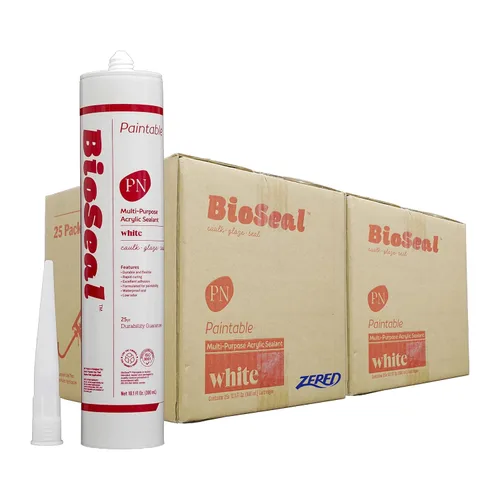 Miniatura 8 de White BioSeal - Calafateo de silicona de látex acrílico multiusos - Pintable - Calafateo de silicona blanca de 10.1 onzas (18)