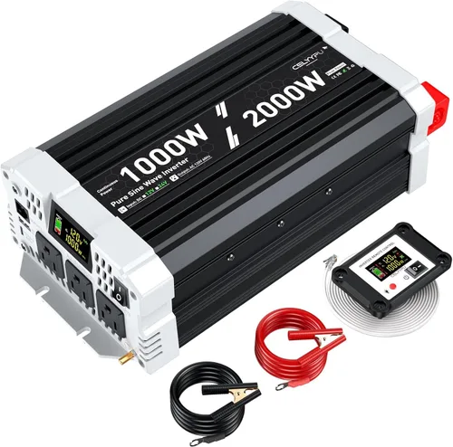 Inversor de onda sinusoidal pura de 1000 vatios, inversor de corriente de 12 V CC a 110 V CA, con 3 tomas de salida de CA, puerto USB, puerto tipo