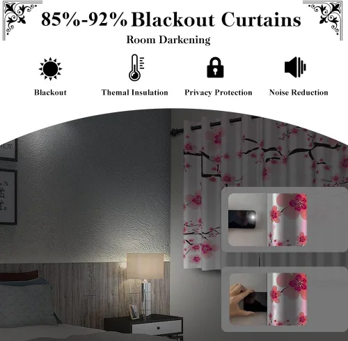 Miniatura 131 de Cortinas japonesas con pintura de tinta, monte Fuji, sol rojo, puesta de sol, hojas de bambú, cortinas de ventana para dormitorio, sala de estar
