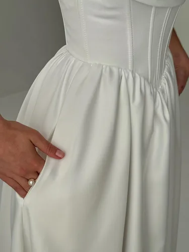 Miniatura 33 de Vestido de novia formal sin tirantes con encaje, largo de sirena para mujer 2019 WD162