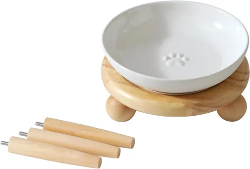 Miniatura 9 de Havniva Platos elevados de cerámica para gatos, cuenco para alimentos y agua con 2 estilos de soporte, juego de cuencos elevados ajustables para 2