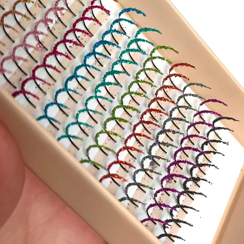 Miniatura 8 de Extensiones de pestañas con purpurina láser, 12 colores de larga duración, brillantes individuales, extensiones de pestañas, suministros Mezcla
