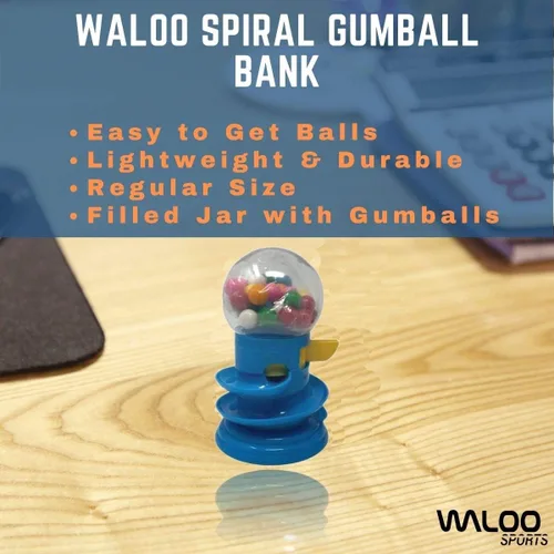 Miniatura 4 de Waloo Banco deportivo en espiral de chicles Dispensador clásico de caramelos de 6.5 pulgadas Bolas de chicle incluidas Toma centavos, níquel
