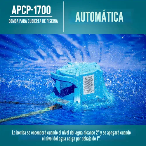 Miniatura 5 de Little Giant APCP-1700 Bomba de cubierta de piscina de 115 voltios, 1/3 HP, 1745 GPH, automática, sumergible, con cable de 25 pies, azul claro