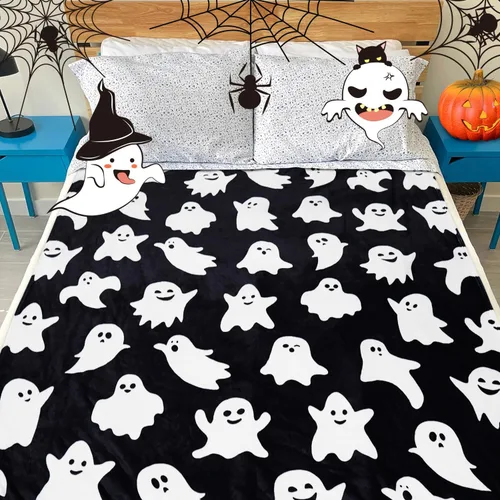 Miniatura 6 de Metawu Manta de Halloween de fantasma, mantas para niños para mujeres, decoraciones de Halloween, mantas de franela para cama, sofá, manta de viaje