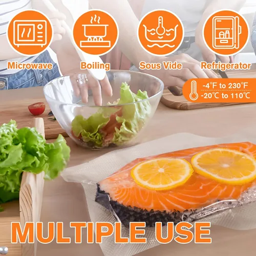 Miniatura 4 de FUNFERY Bolsas selladoras al vacío precortadas para alimentos, 200 cuartos de galón de 8 x 12 pulgadas, almacenamiento de alimentos a largo plazo