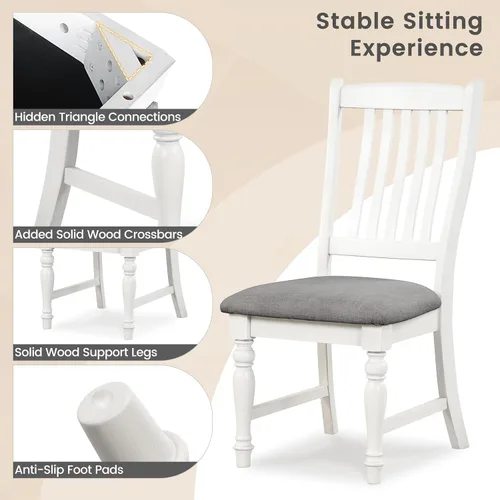 Miniatura 7 de Giantex Juego de 4 sillas de comedor de madera, sillas de cocina de granja con marco de madera maciza, carga máxima de 355 libras, sillas laterales