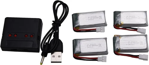 Miniatura 7 de Blomiky Paquete de 4 baterías de 3.7 V 500 mAh 1.85 Wh 25C MX2..0 Plug Lipo batería y caja de tablero adecuado para Q9S Syma X5C X5 RC Quadcopter
