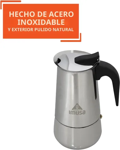 Miniatura 4 de IMUSA EE. UU. B120-22061M Cafetera de expreso para estufa de acero inoxidable, 4 tazas, plateado