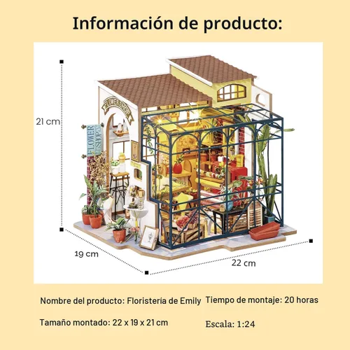 Miniatura 5 de Rolife Kit de Casa en Miniatura DIY Tienda de Flores, Kit de Casa Pequeña para Adultos para Construir, Kit de Fabricación de Mini Casa con Muebles