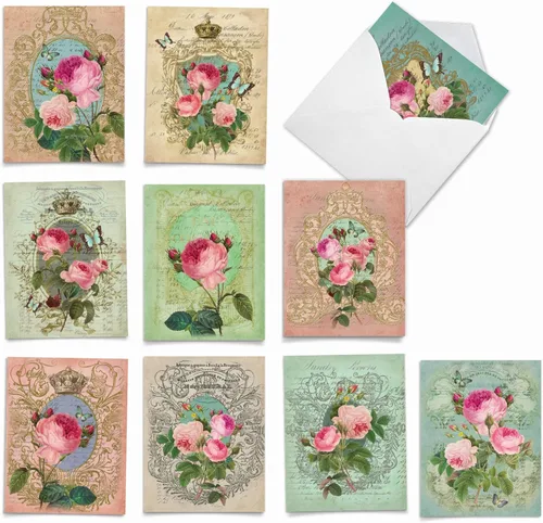 Miniatura 9 de The Best Card Company - 10 tarjetas de notas en caja con flores - Tarjetas de notas florales surtidas en blanco a granel (4 x 5.12 pulgadas)