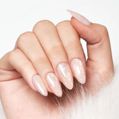 Miniatura 14 de WOOYAS - Uñas postizas cortas a presión, color nude brillante, uñas postizas de otoño de ataúd mediano, juego de 24 uñas postizas reutilizables
