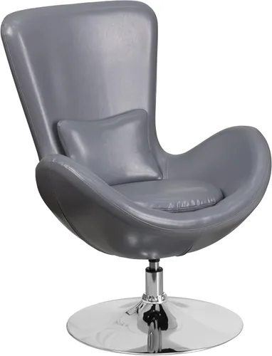 Flash Furniture Egg Series Grey LeatherSoft Silla de recepción lateral Gris Leathersoft