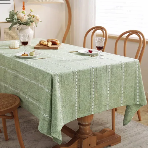 Miniatura 2 de Chassic - Manteles de lino estilo granja de 60 x 120 pulgadas, paños de mesa para comedor resistentes a las arrugas y lavables para mesas Hemstitch