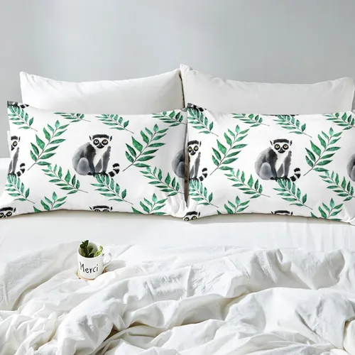 Miniatura 8 de Madagascar - Sábana bajera ajustable tamaño individual, bonito juego de ropa de cama con patrón de lémur, tamaño individual para niños, niñas