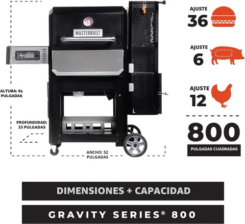 Miniatura 10 de Masterbuilt Gravity Series 800 Parrilla ahumadora - Parrilla de carbón más inserto de plancha, control digital, conectividad de aplicaciones, 800