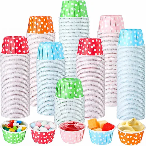 Miniatura 8 de Nuogo 500 vasos desechables de 1.5 onzas para soufflé, mini vasos de papel para muestra de condimentos pequeños para salsa de tomate, sacramento