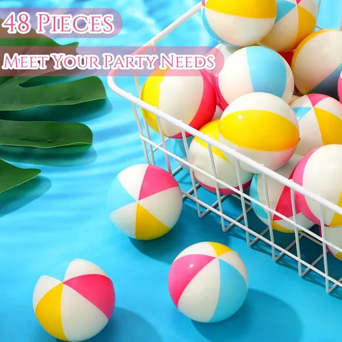 Miniatura 7 de Jerify 48 mini pelotas de playa de 2.5 pulgadas, arcoíris para playa, juguetes de alivio de piscina, juguetes para verano, cumpleaños, fiestas