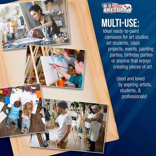 Miniatura 5 de U.S. Art Supply 6-Pack de lienzos entelados de 4 x 12 pulgadas para pintar, 12 onzas, triple imprimado, calidad profesional para artistas, blanco
